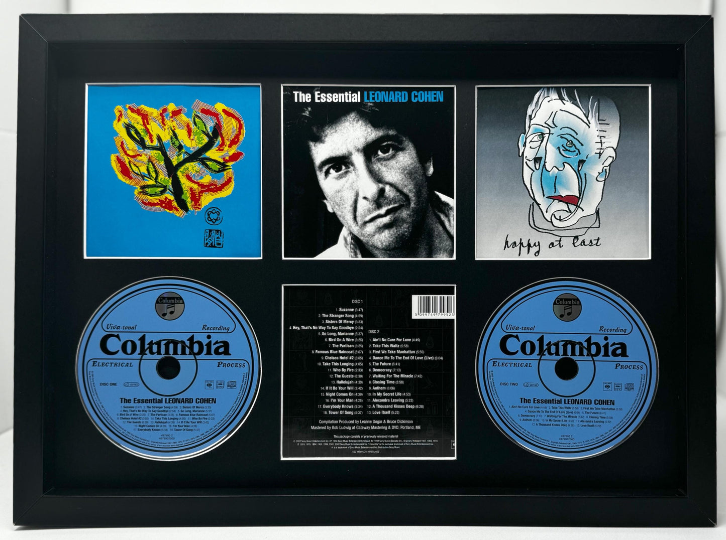 Leonard Cohen | The Essential | Retro Double Mounted CD Wall Display | Frame Not Included |