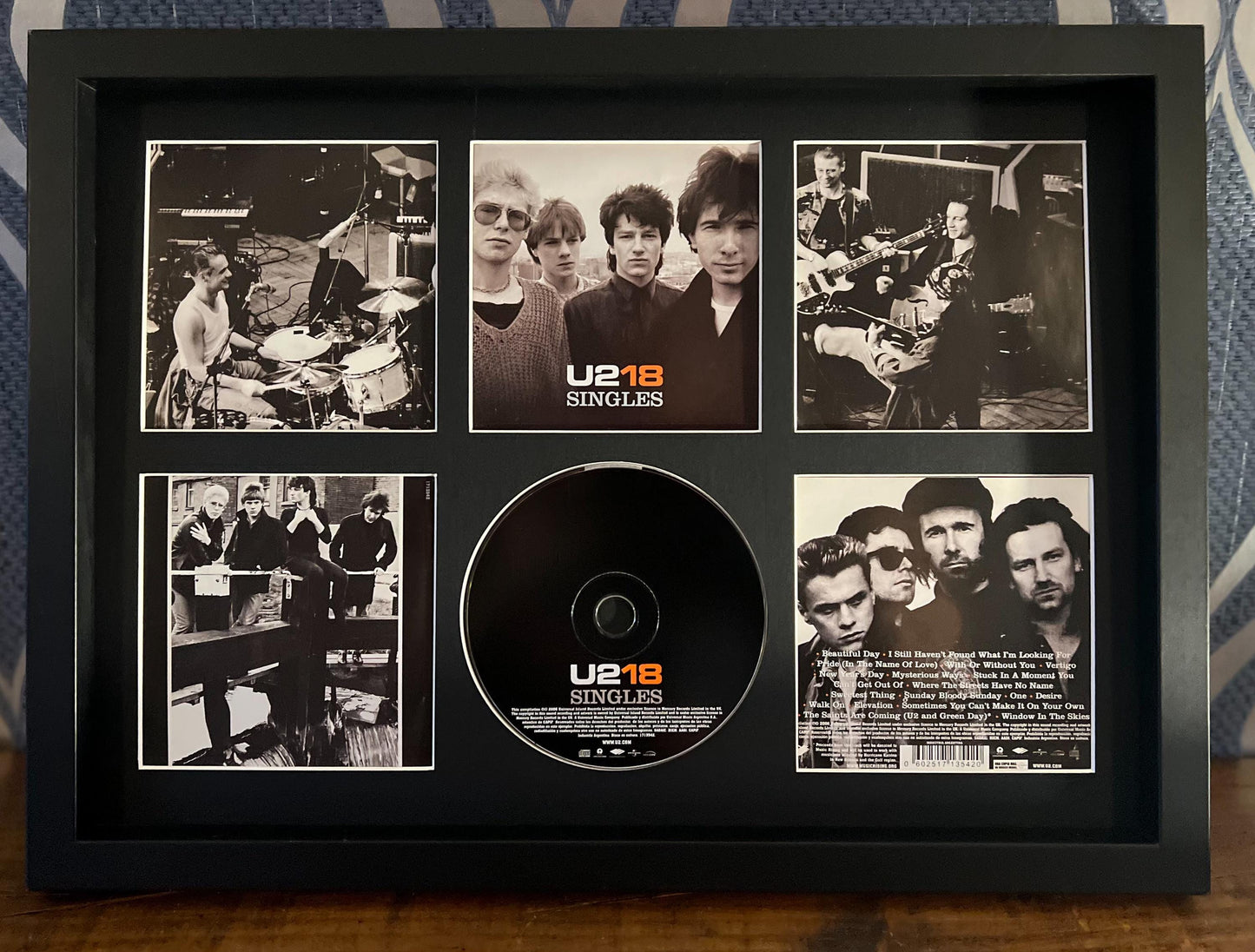 U2 | 18 Singles | Retro Mounted CD Wall Display | Frame Not Included |
