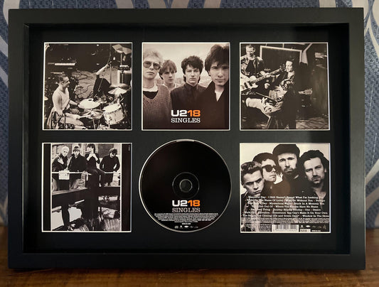 U2 | 18 Singles | Retro Mounted CD Wall Display | Frame Not Included |