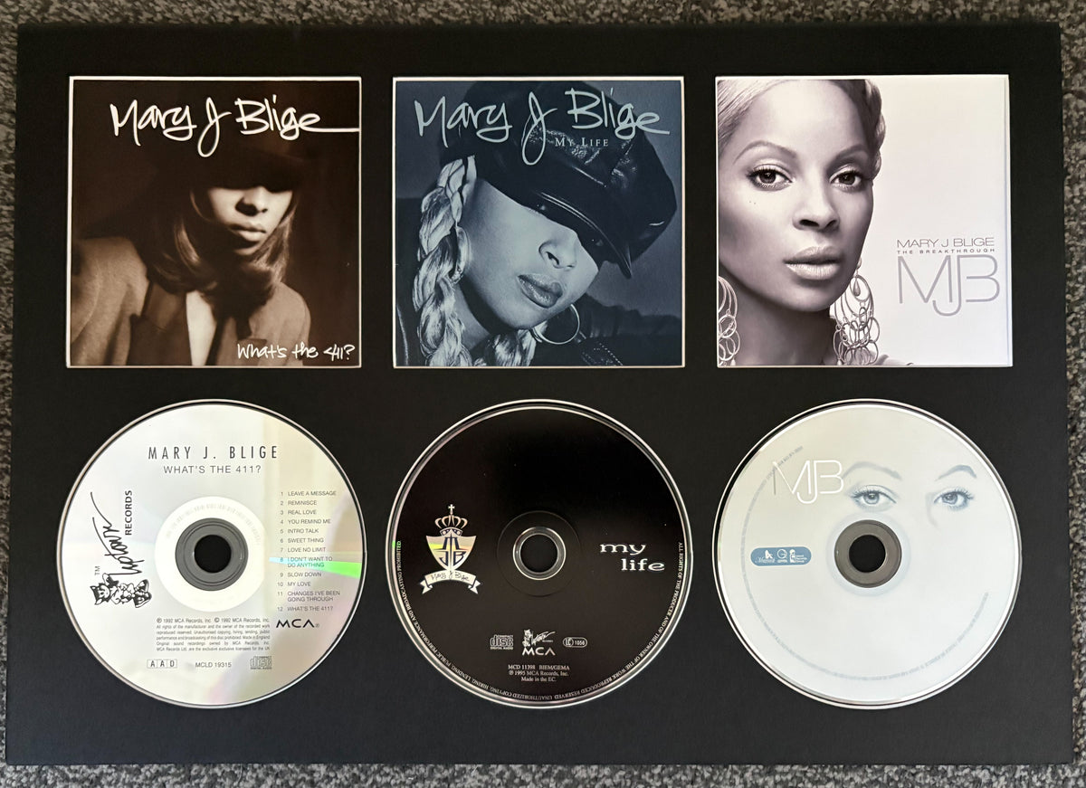 Mary J Blige | What's The 411? | My Life | The Breakthrough | Triple Retro Mounted CD Wall Display | Frame Not Included |