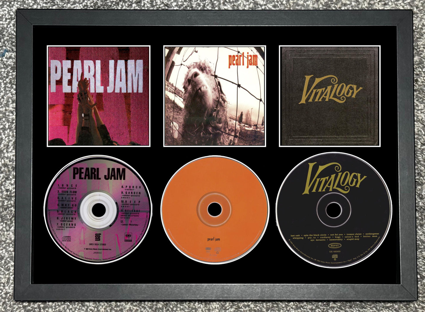 Pearl Jam | Ten | Vs | Vitalogy | Retro Triple CD Wall Display | Frame Not Included |