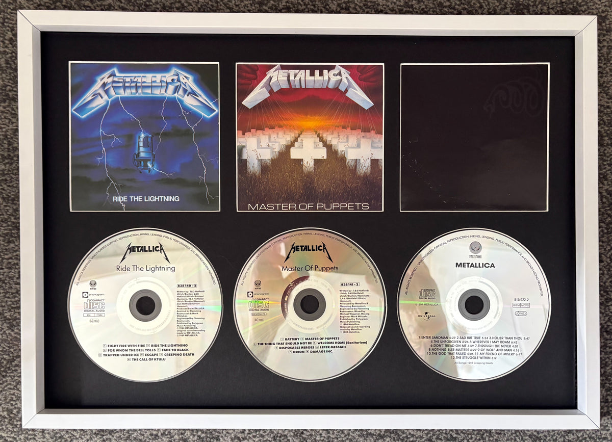Metallica | Ride The Lightning | Master Of Puppets | The Black Album | Retro Triple CD Wall Display | Frame Not Included |