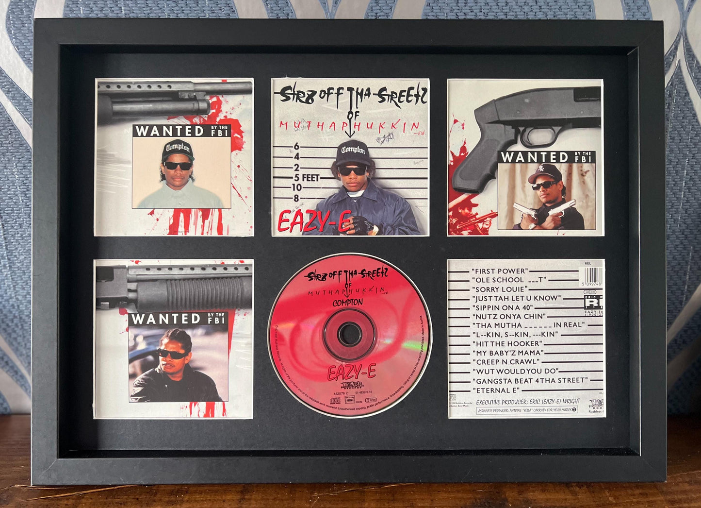 Eazy E | Str8 off tha Streetz of Muthaphukkin Compton | Retro Mounted CD Wall Display | Frame Not Included |