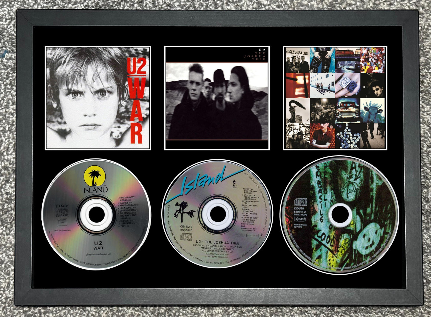 U2 | War | The Joshua Tree | Achtung Baby | Retro CD Wall Display | Frame Not Included |