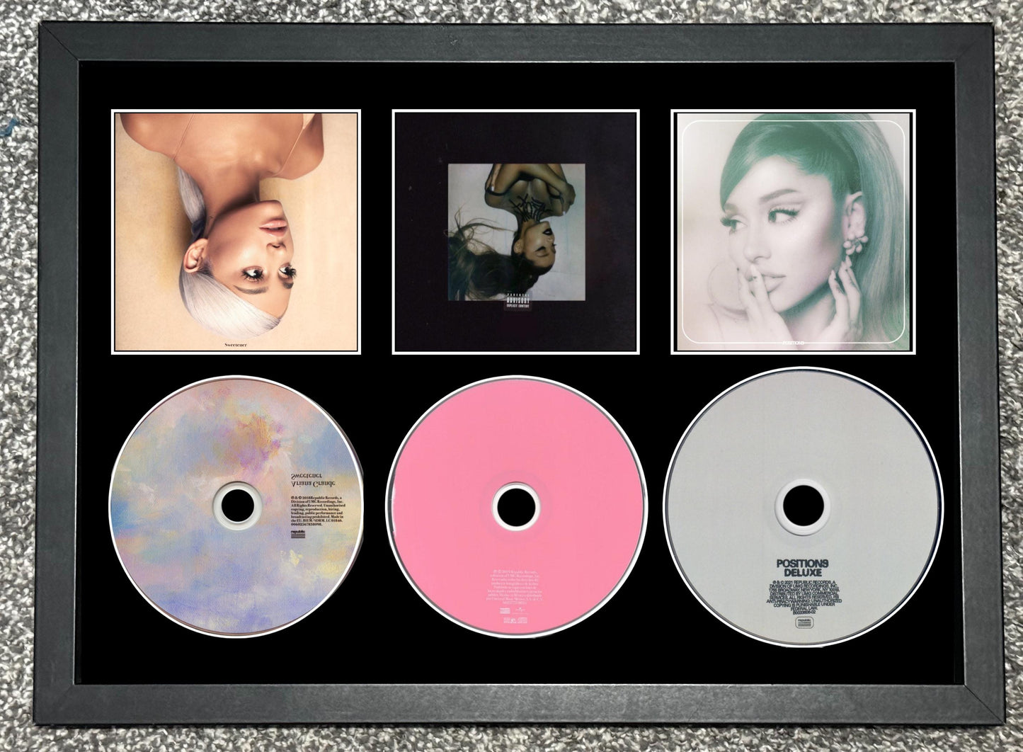 Ariana Grande | Sweetener | Thank U, Next, | Positions | Retro Triple CD Wall Display | Frame Not Included |