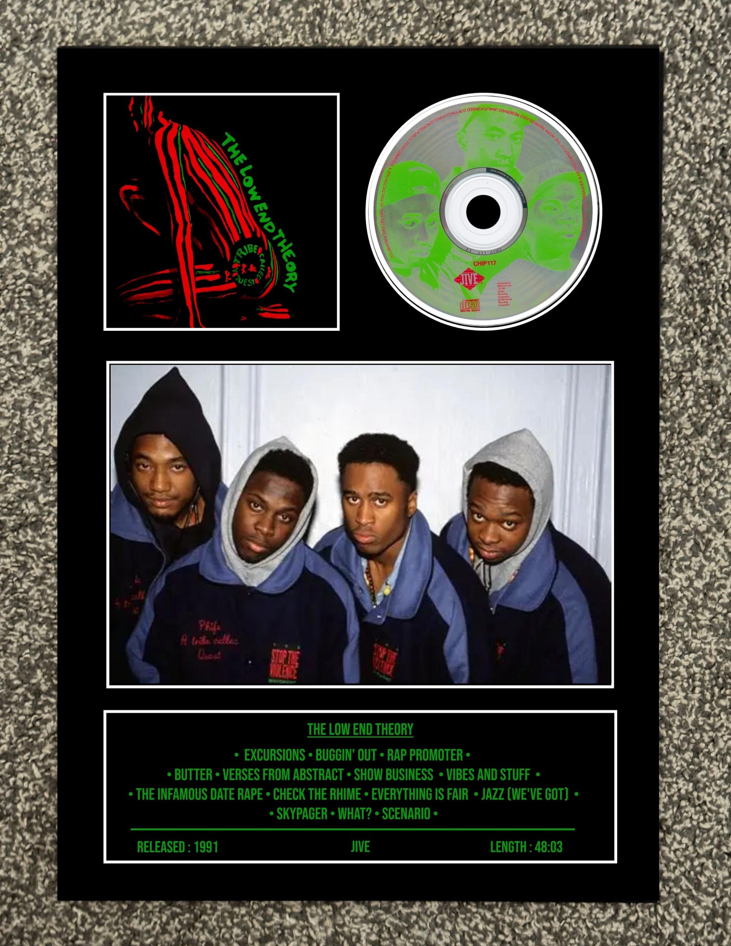 A Tribe Called Quest | Low End Theory | Retro Mounted CD Wall Display | Frame Not Included |