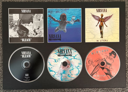 Nirvana | Bleach | Nevermind | In Utero | Retro Triple CD Wall Display | Frame Not Included |