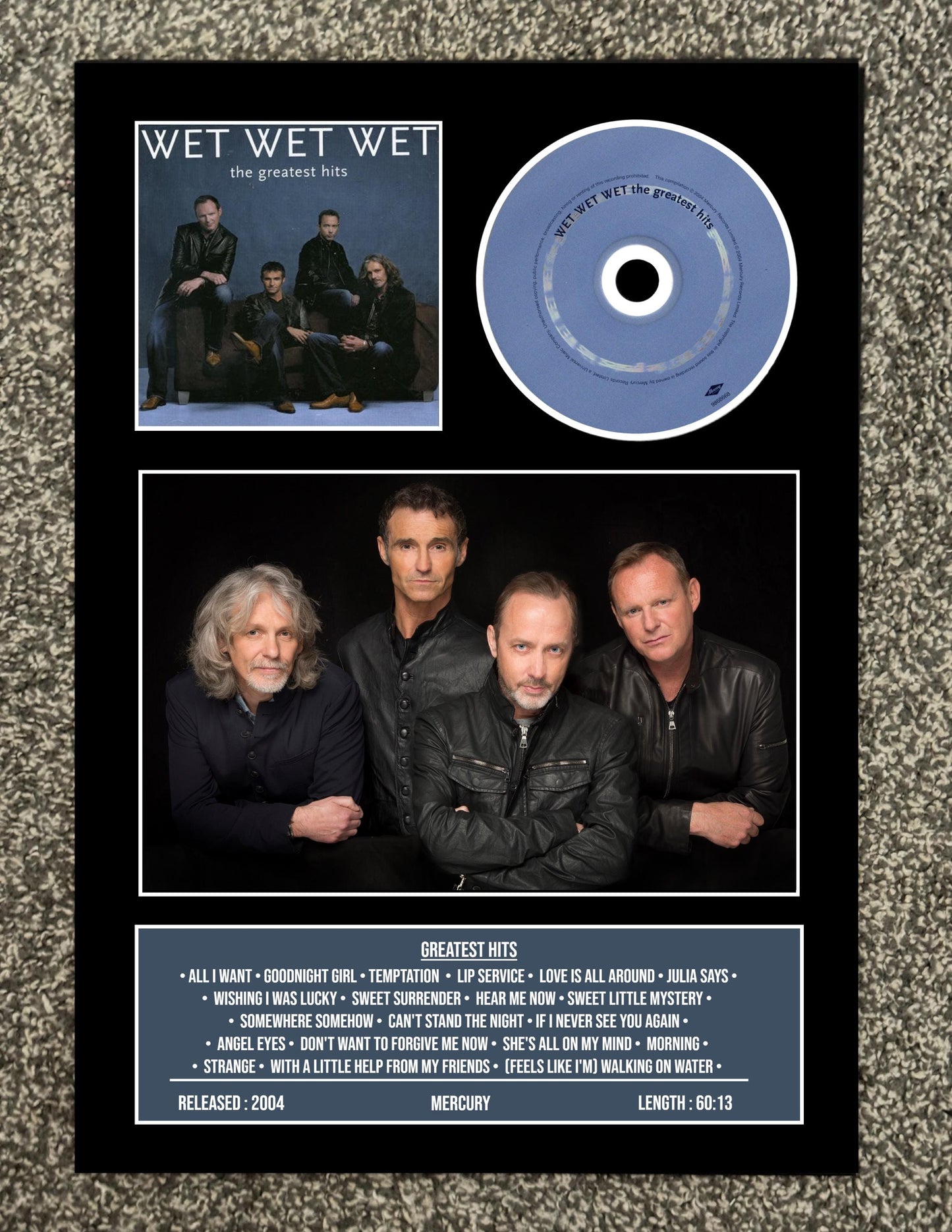 Wet Wet Wet | Greatest Hits | Retro Mounted CD Wall Display | Frame Not Included |