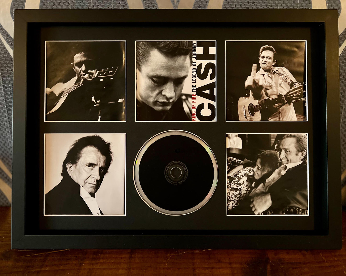Johnny Cash | Ring Of Fire The Legend Of Johnny Cash | Retro Mounted CD Wall Display | Frame Not Included |