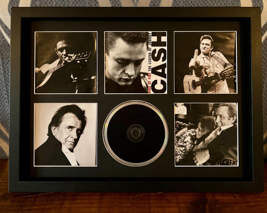 Johnny Cash | Ring Of Fire The Legend Of Johnny Cash | Retro Mounted CD Wall Display | Frame Not Included |