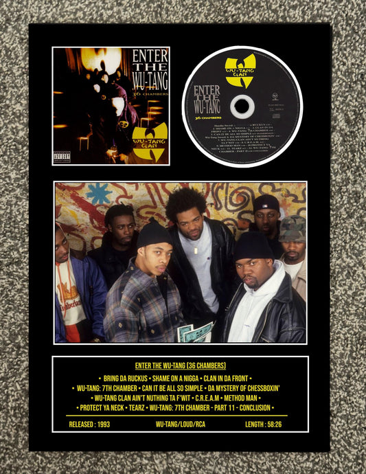 Wu-Tang Clan  | Enter The Wu-Tang : 36 Chambers | Retro Mounted CD Wall Display | Frame Not Included |