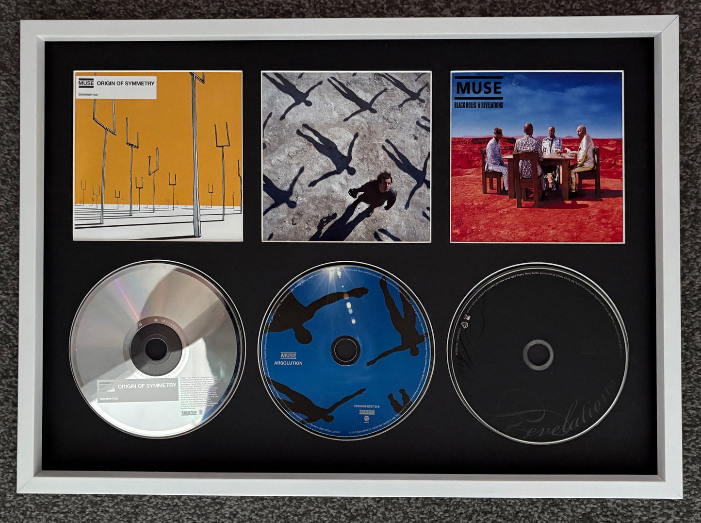 Muse | Origin Of Symmetry | Absolution | Black Holes & Revelations | Retro Triple CD Wall Display | Frame Not Included |