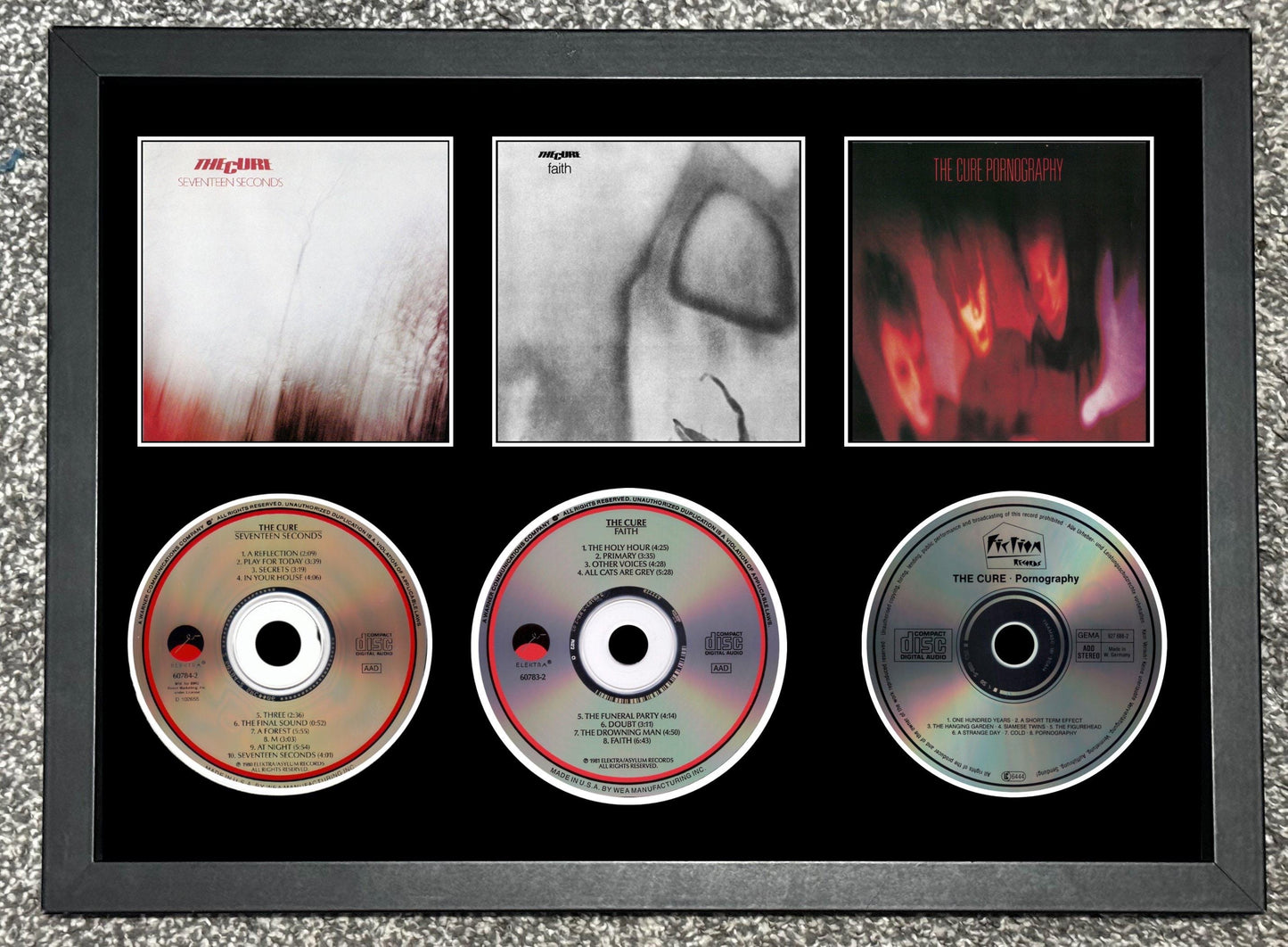 The Cure | 17 Seconds | Faith | Pornography | Retro Triple CD Wall Display | Frame Not Included |