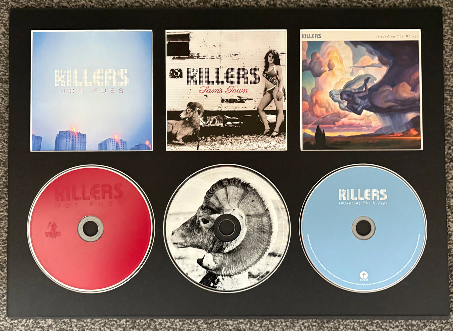 The Killers | Hot Fuss | Sam's Town | Imploding The Mirage | Retro Triple CD Wall Display | Frame Not Included |