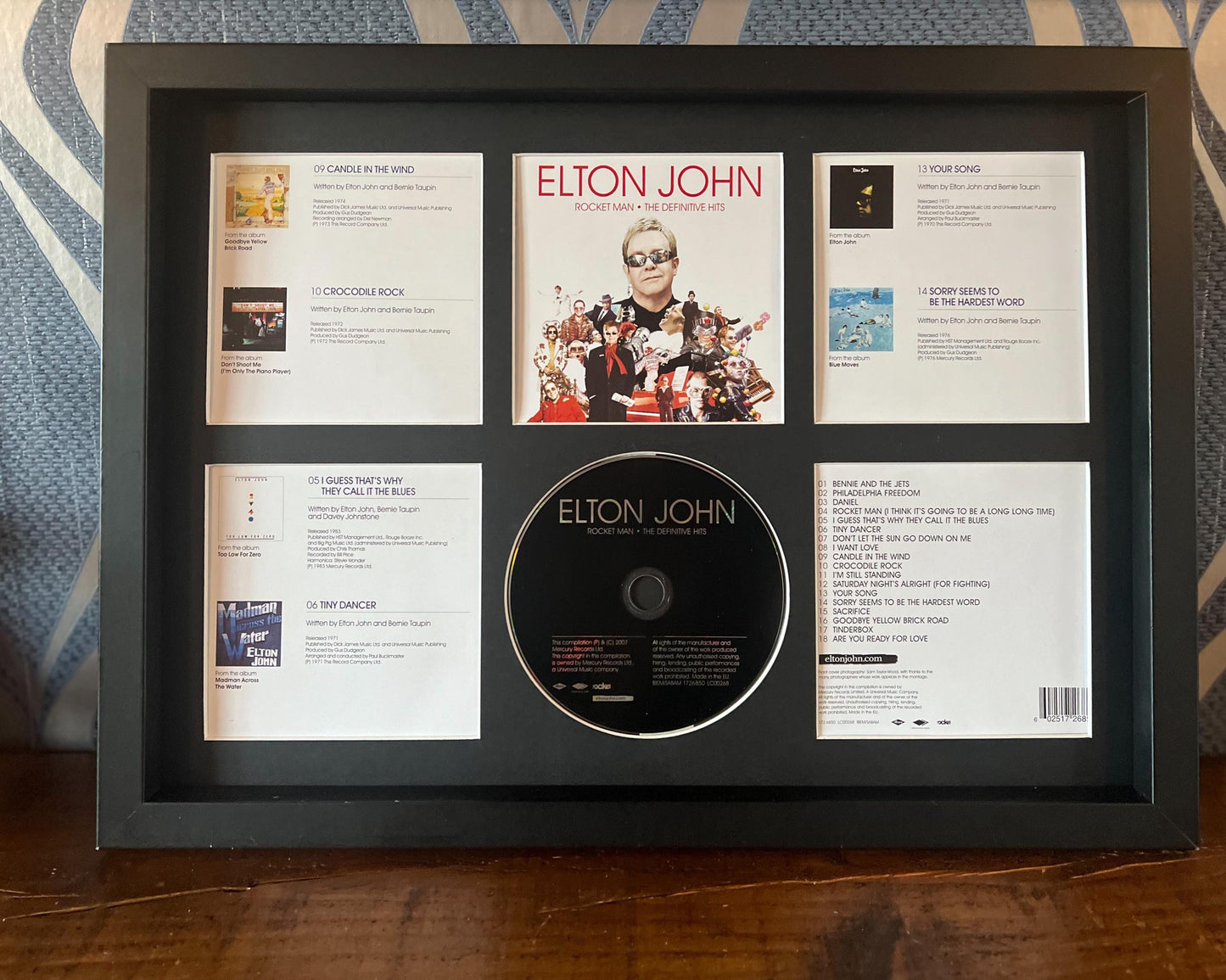 Elton John | Rocket Man : The Definitive Collection | Retro Mounted CD Wall Display | Frame Not Included |