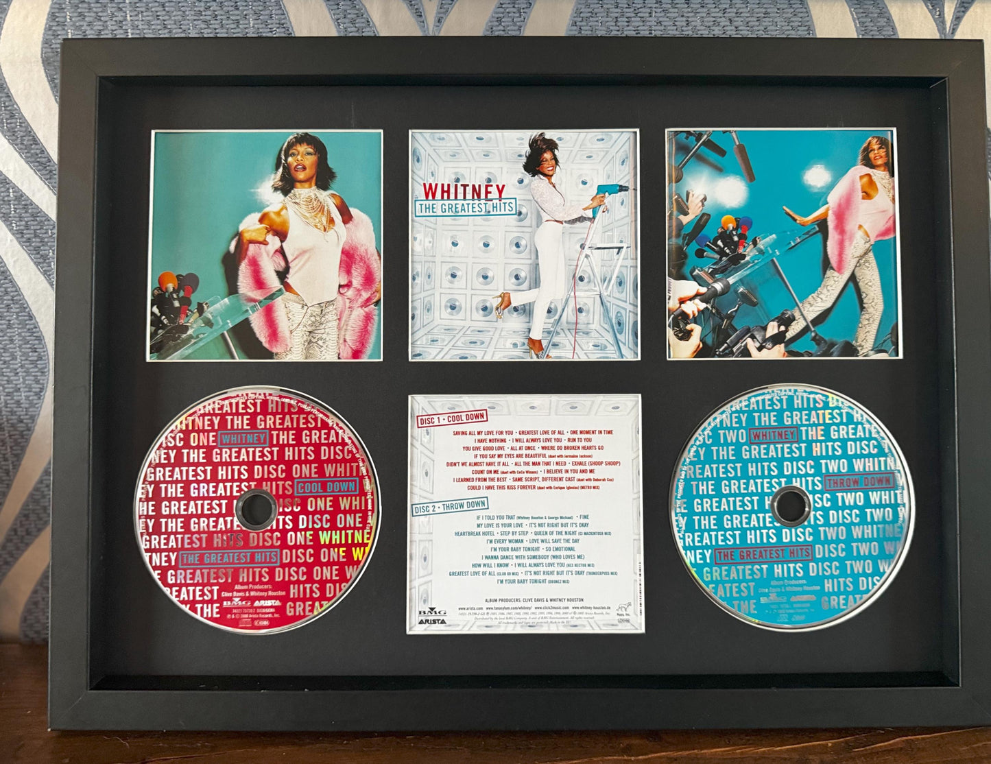 Whitney Houston Greatest Hits | Retro Double Mounted CD Wall Display | Frame Not Included |