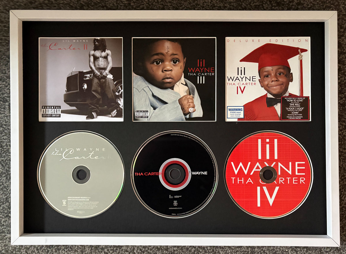 Lil Wayne | Tha Carter II | The Carter III | The Carter Iv | Retro Triple CD Wall Display | Frame Not Included |