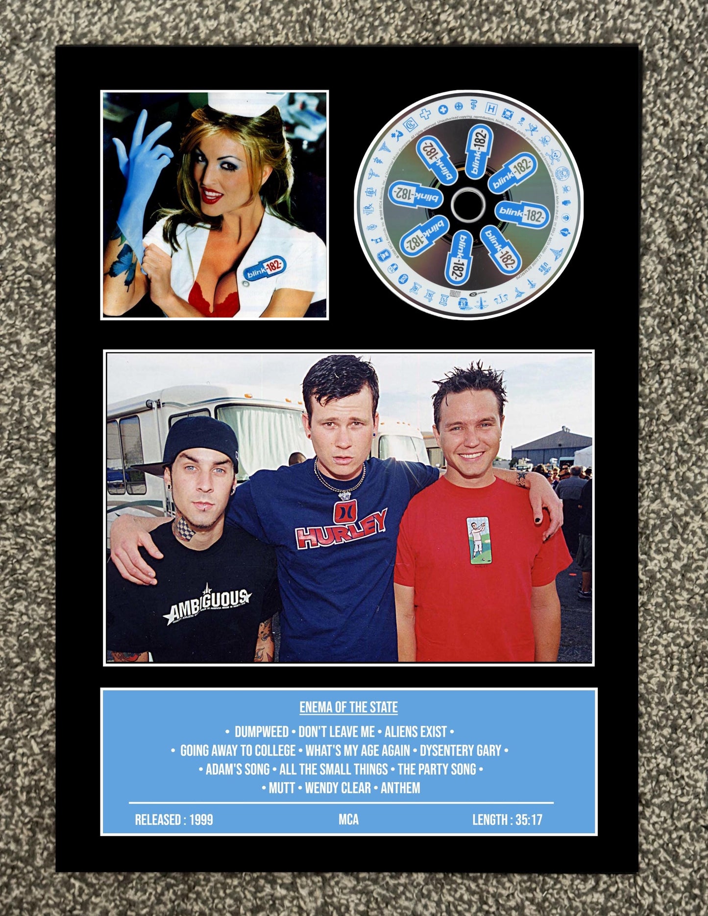 Blink 182 | Enema Of The State | Retro Mounted CD Wall Display | Frame Not Included |