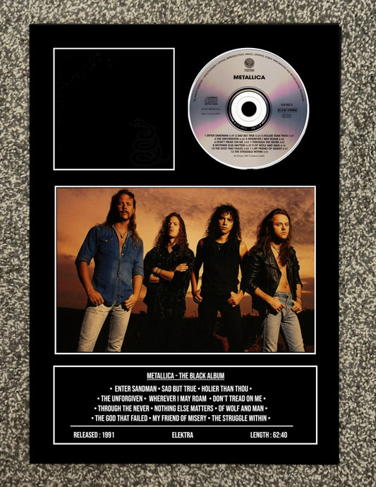 Metallica | Metallica (The Black Album) | Retro Mounted CD Wall Display | Frame Not Included |