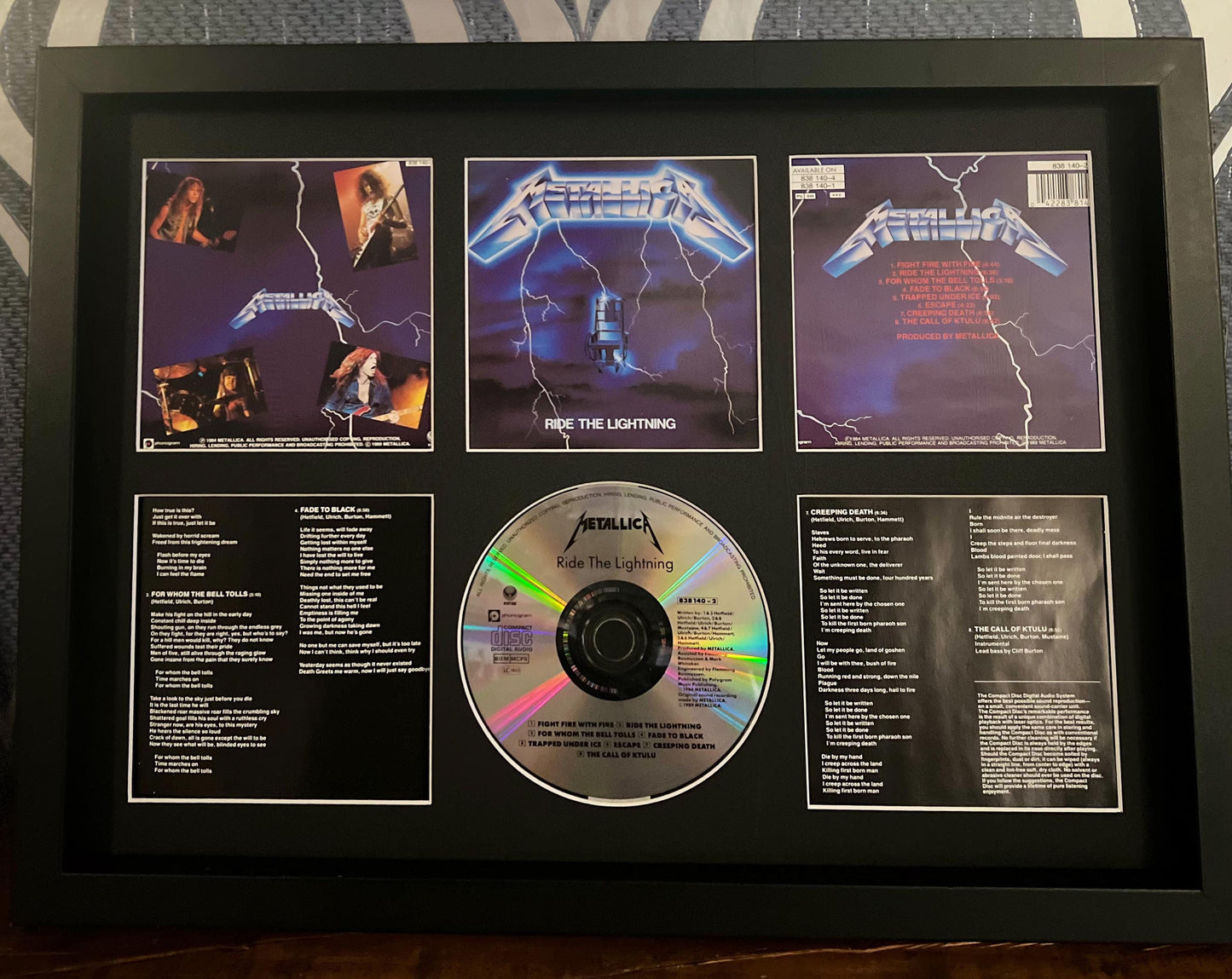 Metallica | Ride The Lightning | Retro Mounted CD Wall Display | Frame Not Included |