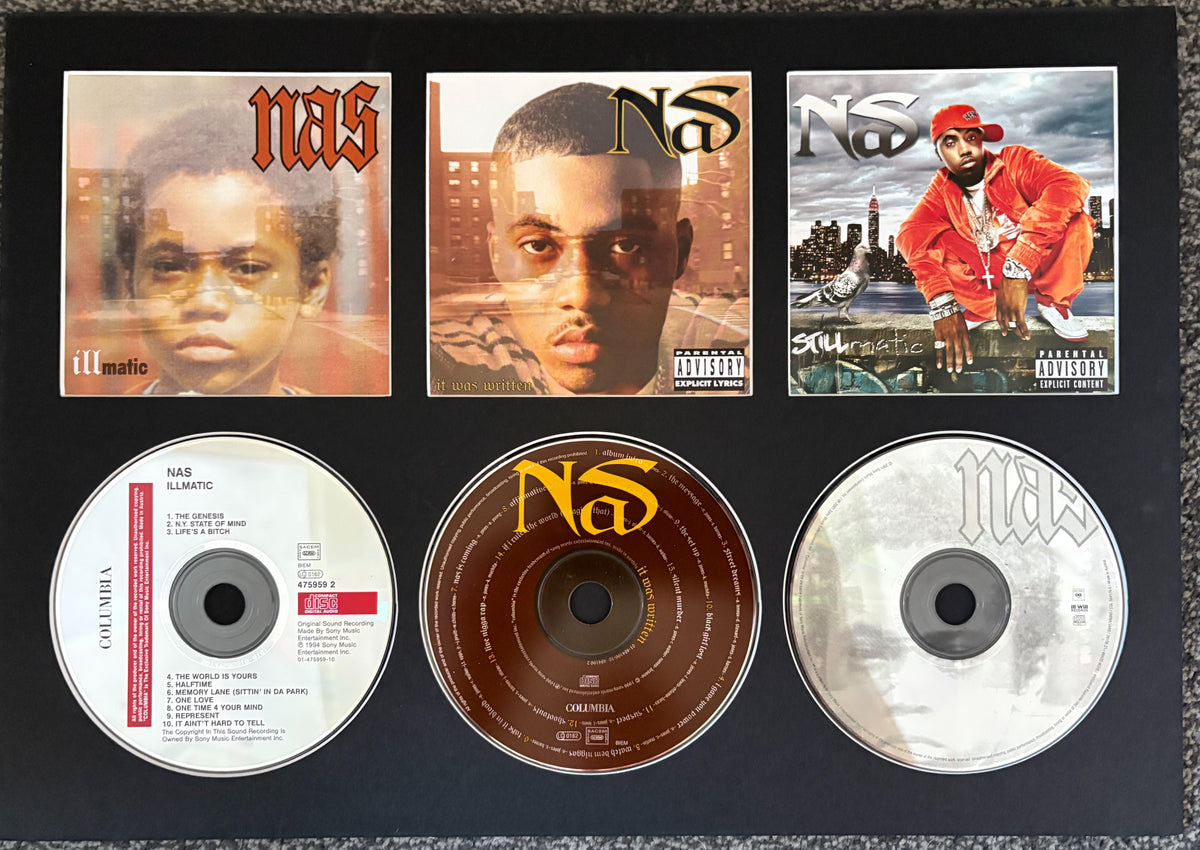 Nas | Illmatic | It Was Written | Stillmatic | Retro Triple CD Wall Display | Frame Not Included |