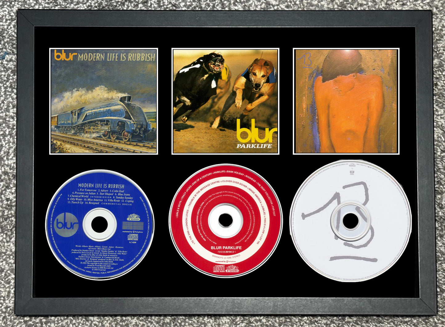 Blur | Modern Life Is Rubbish | Parklife | 13 | Retro Triple CD Wall Display | Frame Not Included |