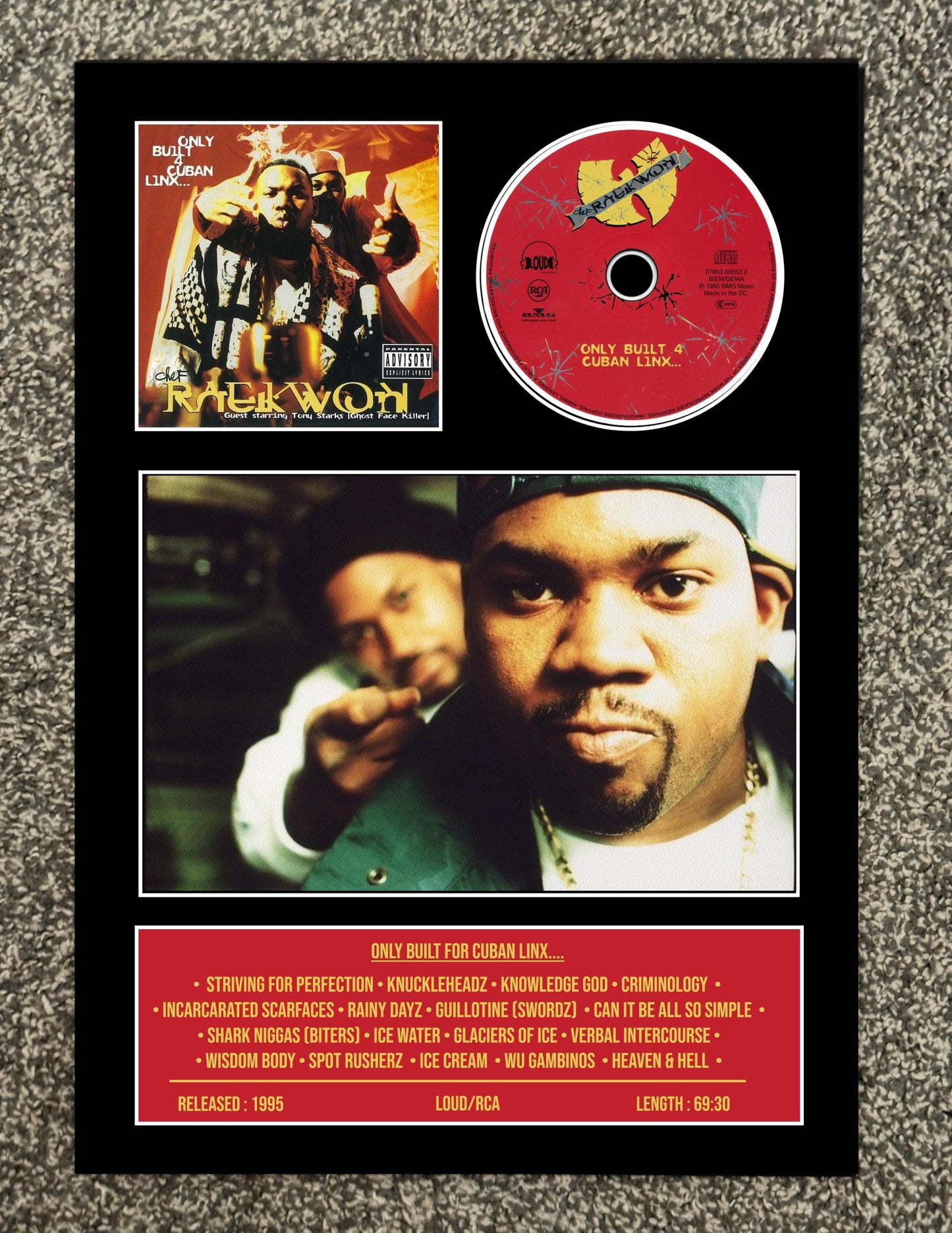 Raekwon | Only Built For Cuban Linx... | Retro Mounted CD Wall Display | Frame Not Included |