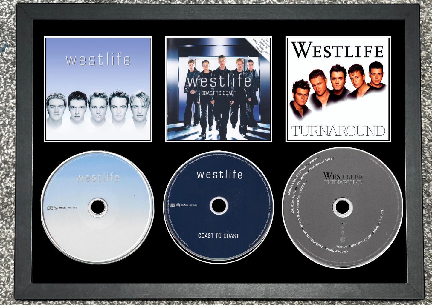 Westlife | Westlife | Coast To Coast | Turnaround | Retro Triple CD Wall Display | Frame Not Included |