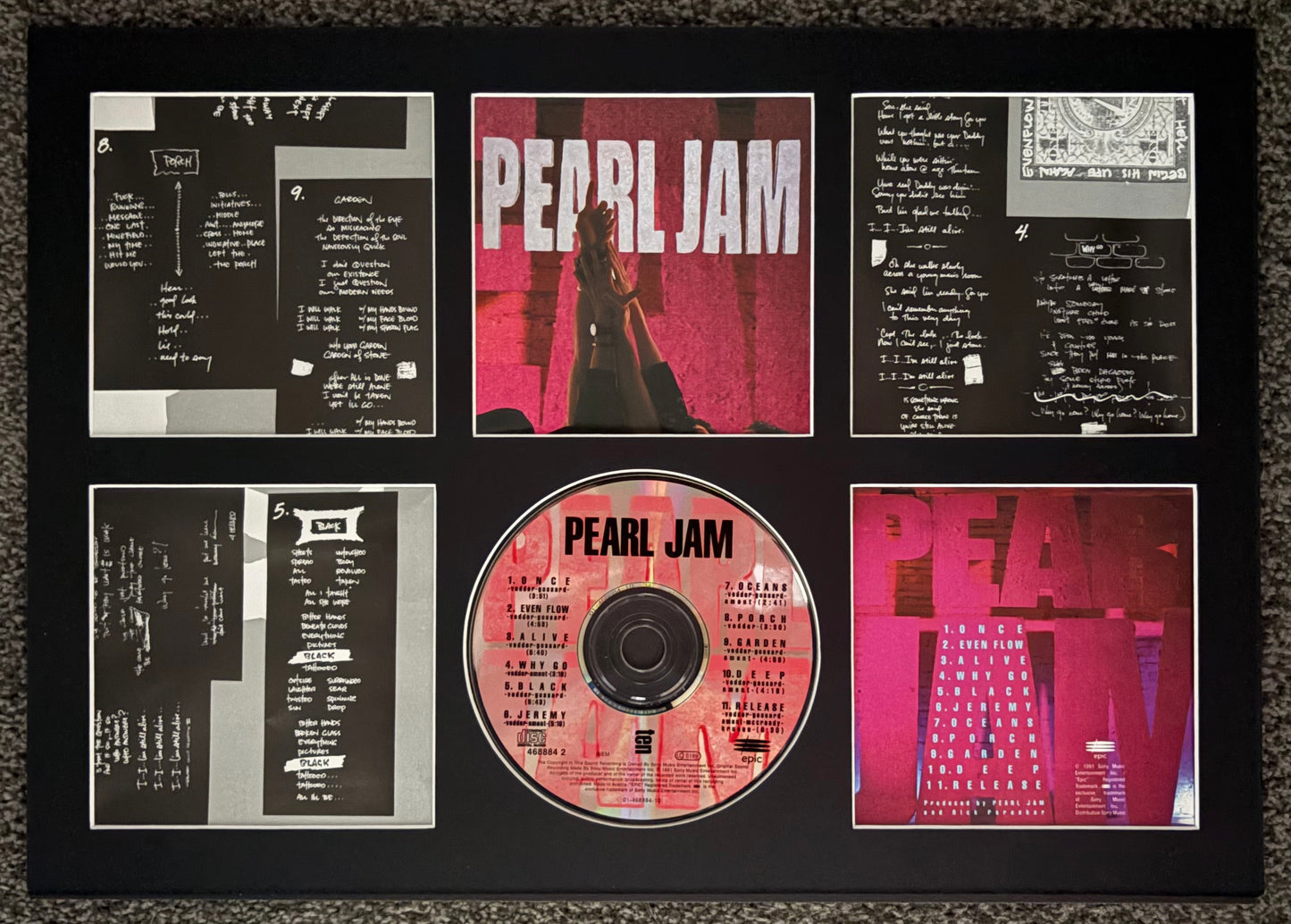 Pearl Jam | Ten | Retro Mounted CD Wall Display | Frame Not Included |