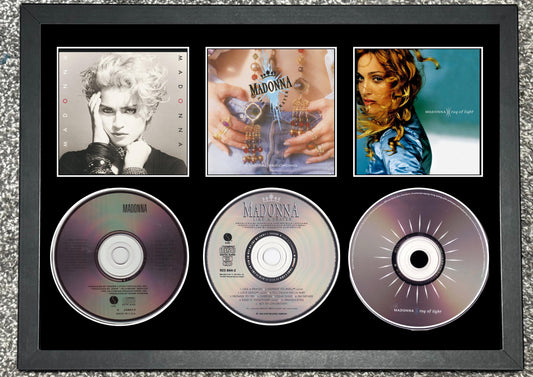 Madonna | Madonna | Like A Prayer | Ray Of Light | Retro Triple CD Wall Display | Frame Not Included |
