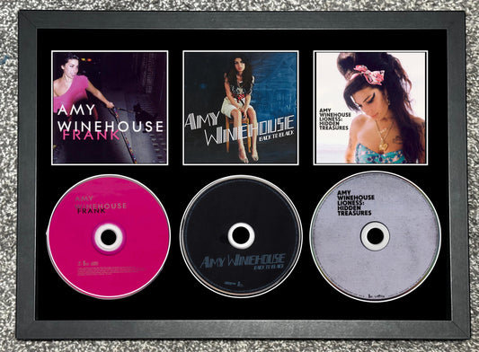 Amy Winehouse | Frank | Back To Black | Lioness: Hidden Treasures | Triple Retro Mounted CD Wall Display | Frame Not Included |