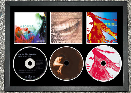 Alanis Morrisette | Jagged Little Pill | Supposed… | Under Rug Swept | Triple Retro Mounted CD Wall Display | Frame Not Included |