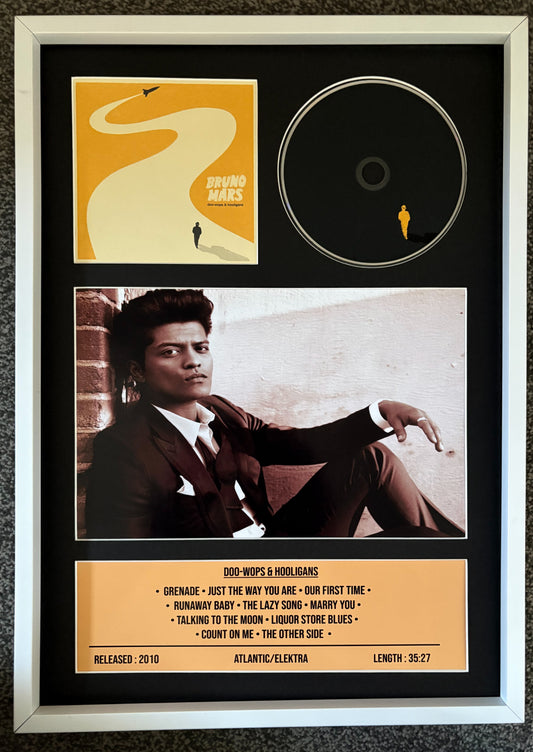Bruno Mars | Doo-Wops & Hooligans | Retro Mounted CD Wall Display | Frame Not Included |