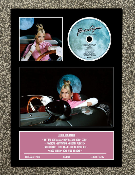 Dua Lipa | Future Nostalgia | Retro Mounted CD Wall Display | Frame Not Included |