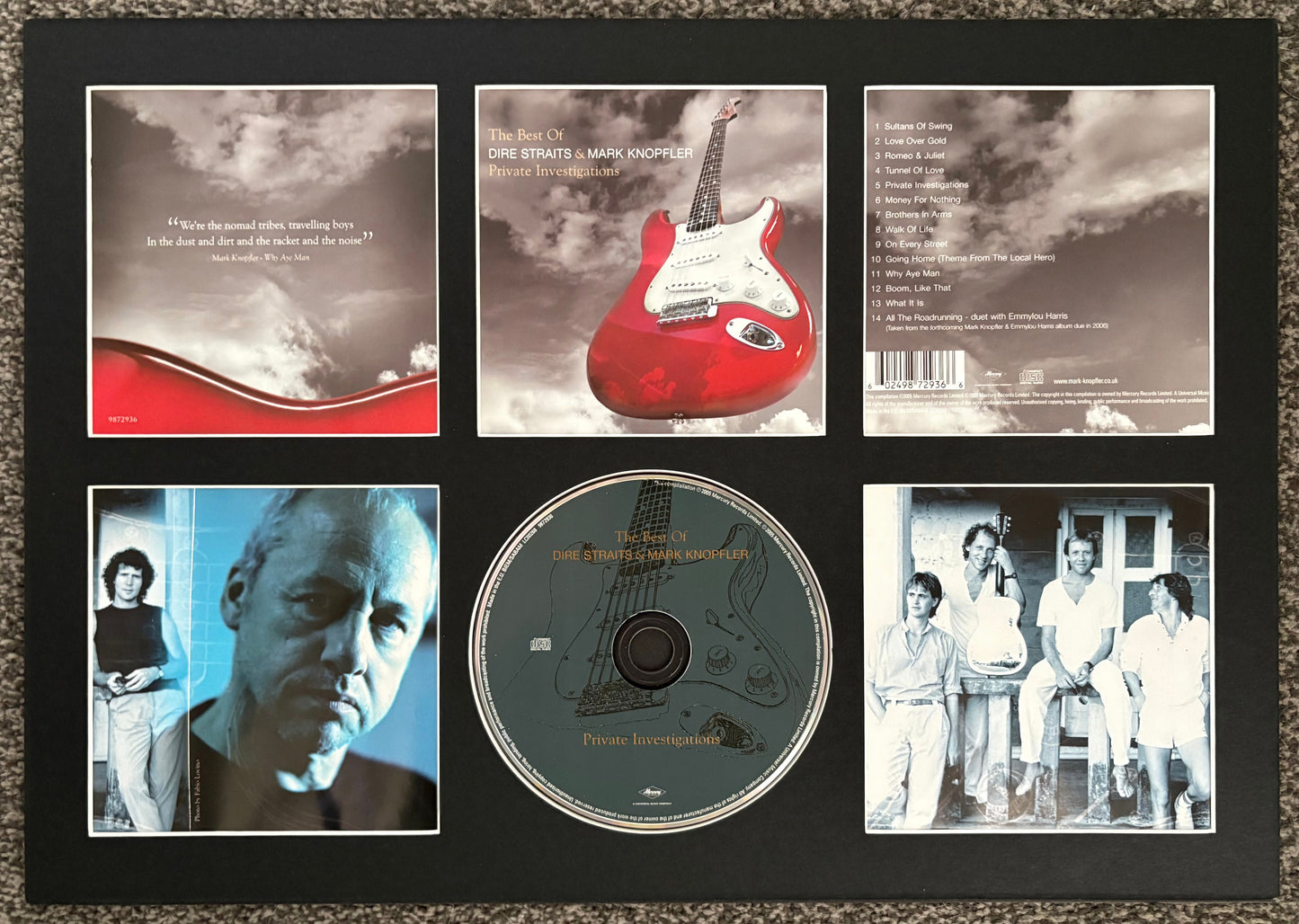 Dire Straits & Mark Knopfler | Private Investigations The Best Of | Retro Mounted CD Wall Display | Frame Not Included |