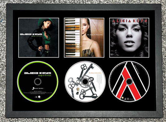Alicia Keys | Songs In A Minor | The Diary Of Alicia Keys | As I Am | Triple Retro Mounted CD Wall Display | Frame Not Included |