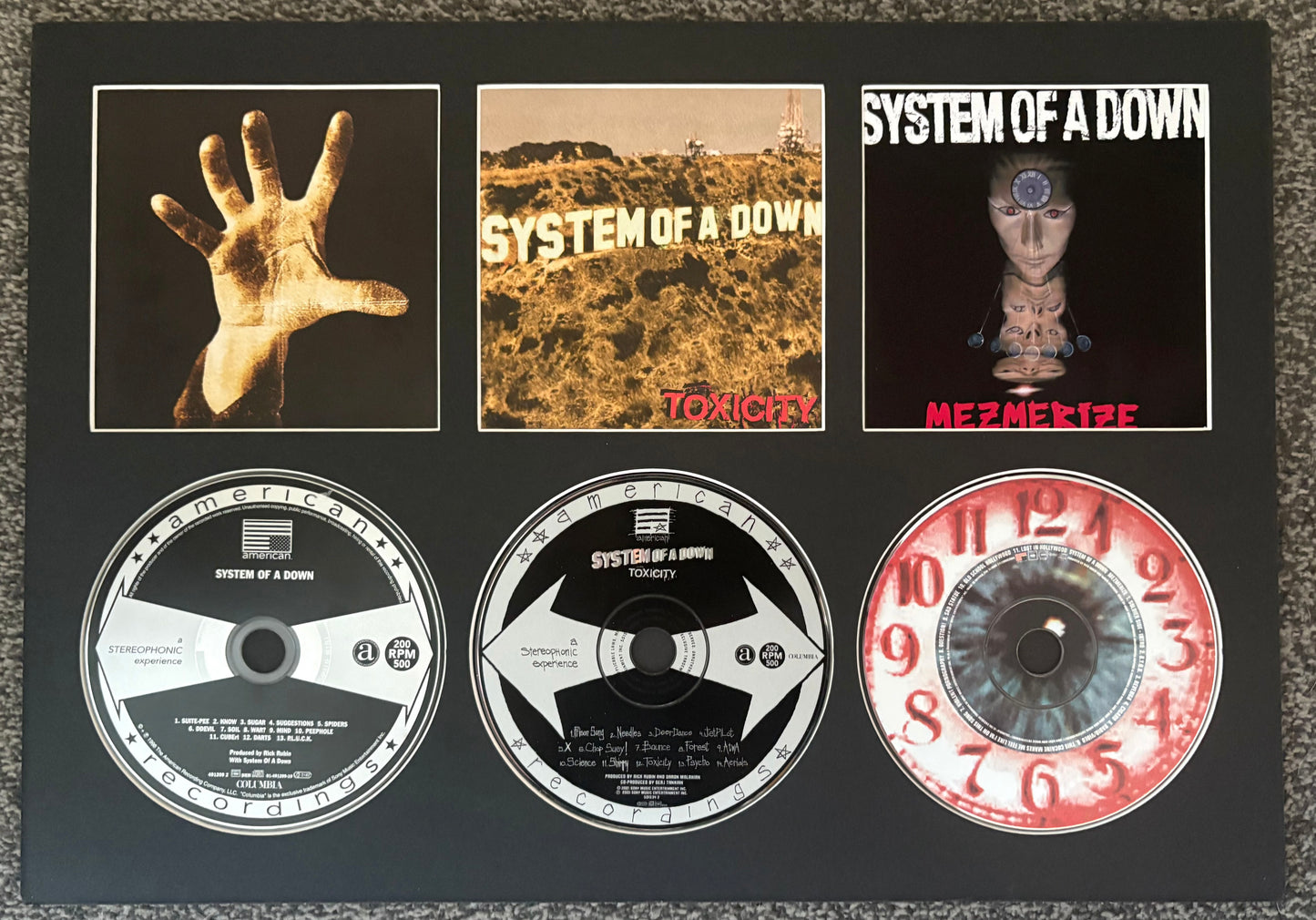 System Of A Down | System Of A Down | Toxicity | Mezmerize | Retro Triple CD Wall Display | Frame Not Included |