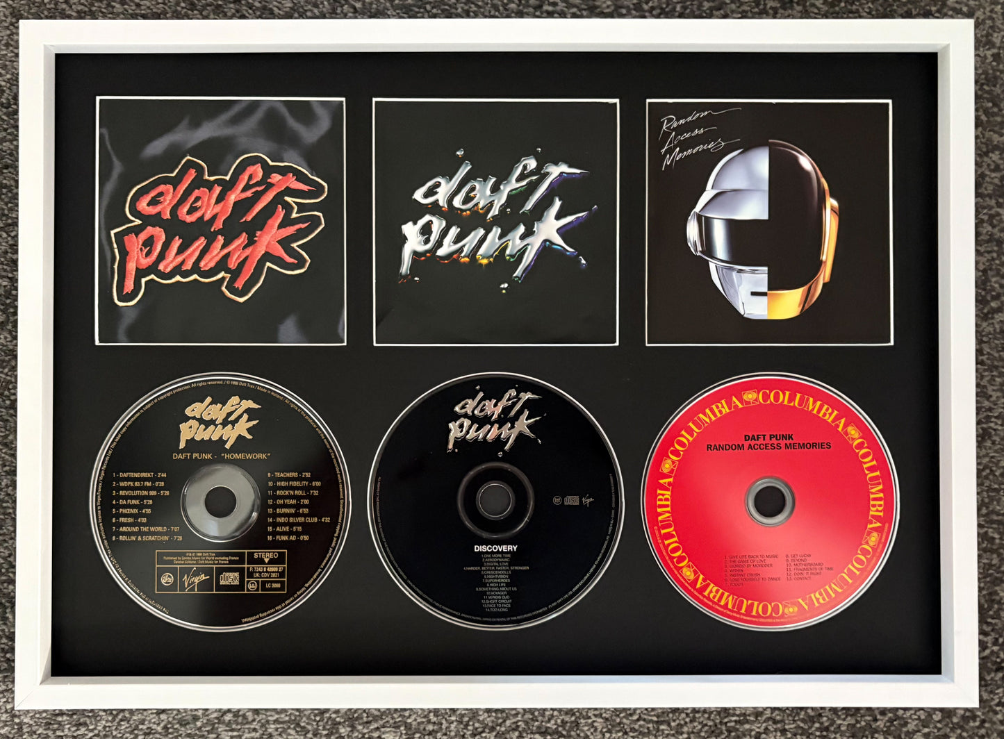 Daft Punk | Homework | Discovery | Random Access Memories | Retro Triple CD Wall Display | Frame Not Included |