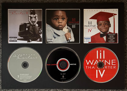Lil Wayne | Tha Carter II | The Carter III | The Carter Iv | Retro Triple CD Wall Display | Frame Not Included |