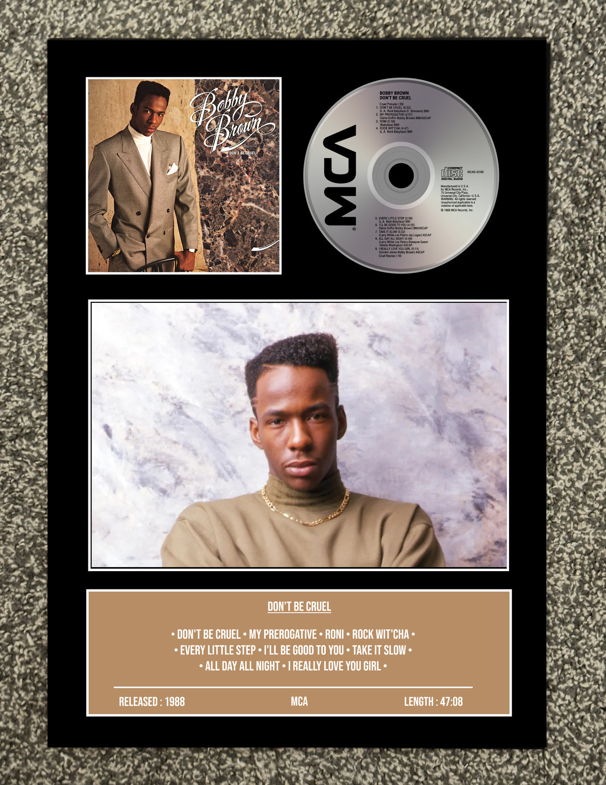 Bobby Brown | Don't Be Cruel | Retro Mounted CD Wall Display | Frame Not Included |
