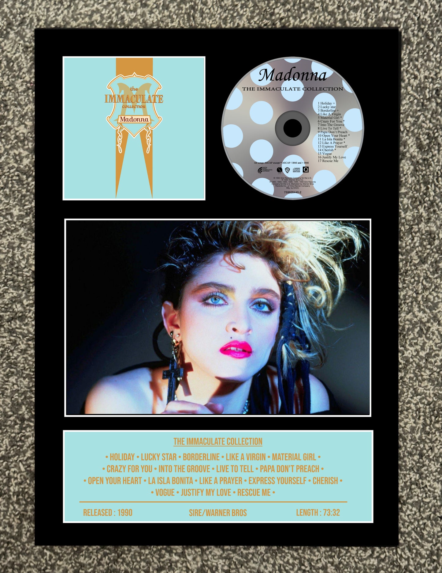 Madonna | The Immaculate Collection | Retro Mounted CD Wall Display | Frame Not Included |