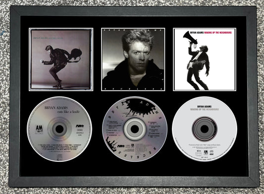 Bryan Adams | Cuts Like A Knife | Reckless | Waking Up The Neighbours | Retro Triple CD Wall Display | Frame Not Included |