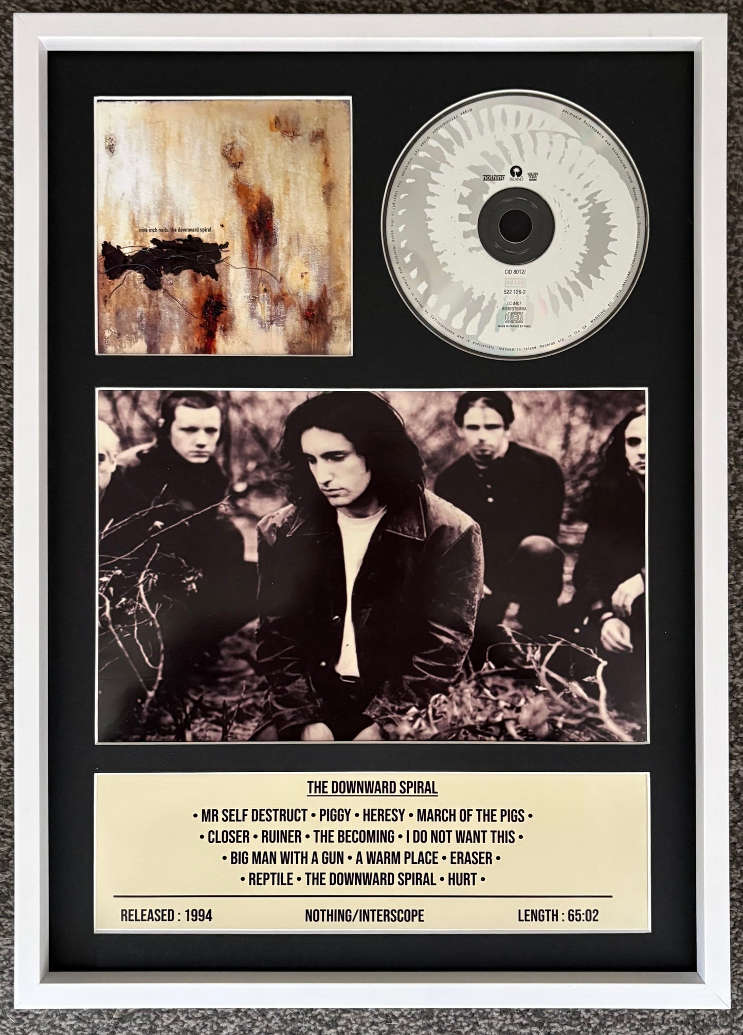 Nine Inch Nails | The Downward Spiral | Retro Mounted CD Wall Display | Frame Not Included |