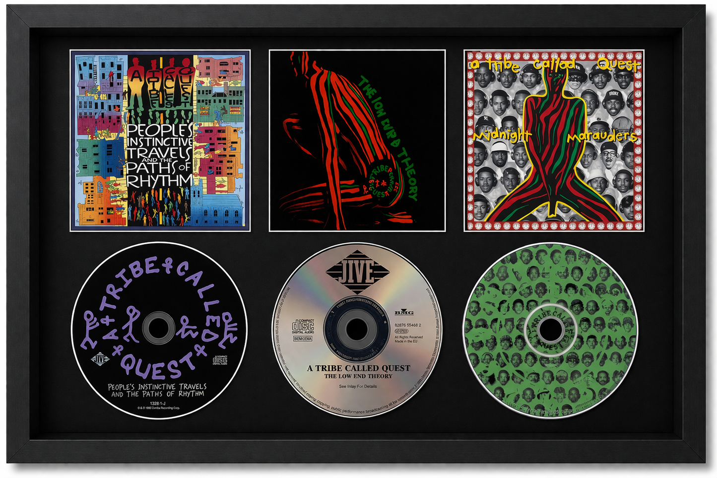 A Tribe Called Quest | People's Distinctive | The Low End Theory | Midnight Marauders | Retro Triple CD Wall Display | Frame Not Included |