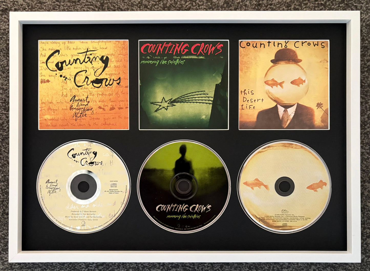 Counting Crows | August & Everything After | Recovering The Satellites | This Desert Life | Triple CD Wall Display | Frame Not Included |