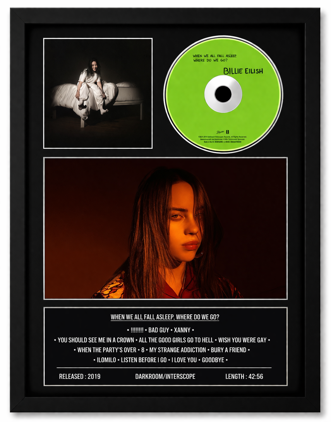 Framed display of George Michael's 'Patience' album with cover art and CD
