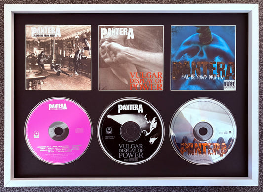 Pantera | Cowboys From Hell | Vulgar Display Of Power | Far Beyond Driven | Retro Triple CD Wall Display | Frame Not Included |