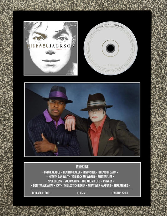 Michael Jackson | Invincible | Retro Mounted CD Wall Display | Frame Not Included |