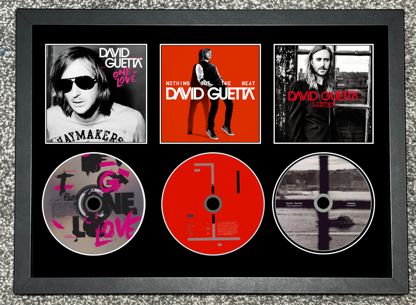 David Guetta | One Love | Nothing But The Beat | Listen | Retro Triple CD Wall Display | Frame Not Included |