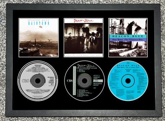 Deacon Blue | Raintown | When The World Knows Your Name | One Town | Triple Retro Mounted CD Wall Display | Frame Not Included |